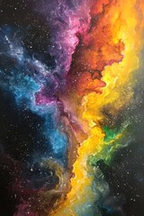 Wall Mural - expansive nebula with vibrant colors illuminating the dark depths of space.
