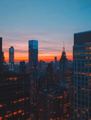 Sticker - Cityscape at dusk from high-rise