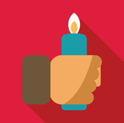 Sticker - Hand holds a burning candle, symbolizing remembrance, hope, or celebration, against a vibrant red backdrop