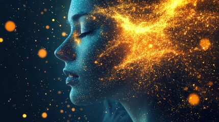 Wall Mural - glowing particles: a futuristic digital artwork