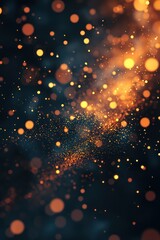 Wall Mural - Red Christmas Background with Yellow Bokeh and Shiny Lights