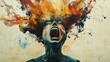 © AnaV - Abstract representation of a mind tormented by mockery and laughter in a dramatic emotional outburst