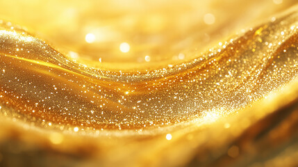 Wall Mural - happy new year abstract shiny gold glitter wave with bokeh design element