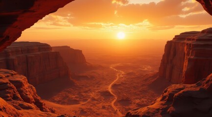 Wall Mural - Stunning sunset over canyon landscape