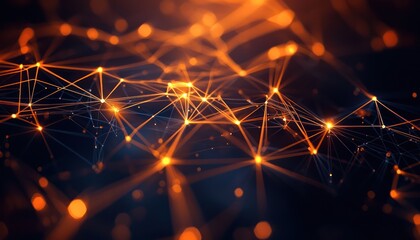 Wall Mural - Network Connections: A Glowing Abstract Digital Art