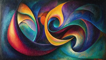 Wall Mural - Swirling colors in abstract composition, vibrant psychedelic hues