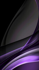 Poster - Smooth contours and dynamic curves create an eye-catching abstract composition in rich purple hues set on a deep black backdrop