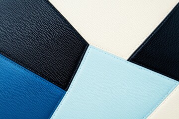 Poster - Elegant geometric design with soft pastel blue leather texture and glossy black accents for modern decor