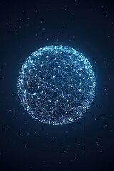 Wall Mural - digital globe made of glittering stars and connected lines on deep blue background