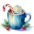© Nanashi - Christmas candy cane in a cup with coffee and cream