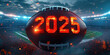 © Bartek - Fiery American Football with 2025 Countdown in Stadium for Big Super Bowl Game Event