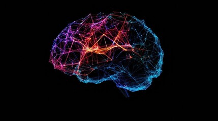 Fototapete - Abstract representation of a digital brain displaying vibrant neural connections, highlighting the complexity of intelligence and digital technology. Generative AI