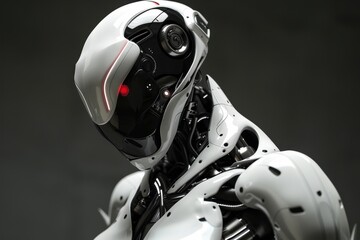 Leinwandbilder - Robotic humanoid with sleek design showcases advanced technology in a modern laboratory setting