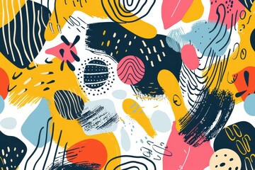 Poster - Colorful abstract design featuring various shapes and patterns with bold colors and intricate lines expressing creativity and modern art