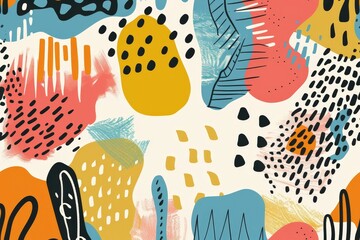 Poster - Colorful abstract design featuring various shapes and patterns with bold colors and intricate lines expressing creativity and modern art