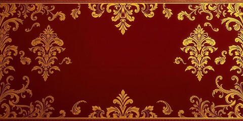 Poster - Luxurious golden background featuring a intricate damask floral pattern, fancy, opulent