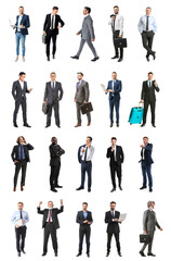 Wall Mural - Set of many businessmen on white background