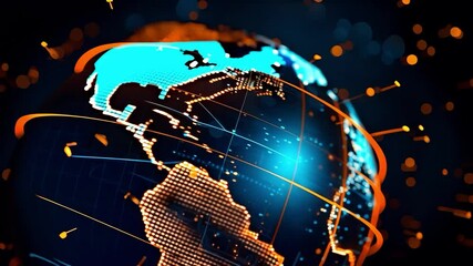 Wall Mural - north america network on digital globe, world finance connectivity, tech business telecommunication