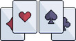 © Kaleb - Pixel art Four playing cards with the four suits in 8-bit style on white background