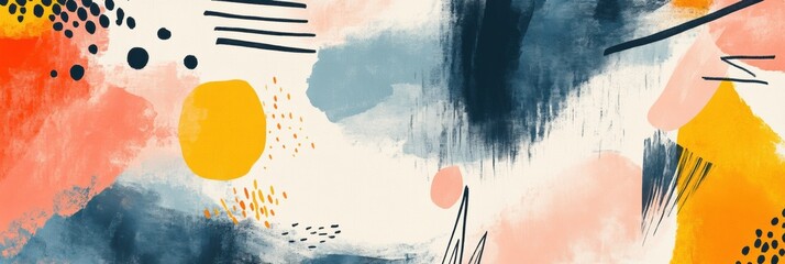 Aufkleber - Bright and dynamic paint strokes combine with geometric shapes, forming an energetic abstract art piece that captivates the viewer. Generative AI