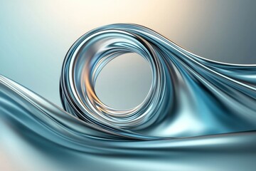 Wall Mural - A silver wave with a blue background