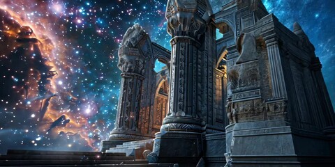 Wall Mural - celestial sanctuary amidst the stars, 4k video