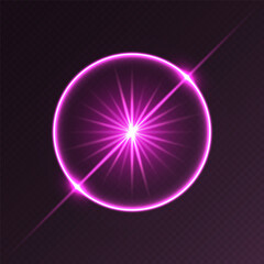 Wall Mural - pink light flare, glowing shiny sparkle, lens flare effect, bright glimmering glare. vector illustra