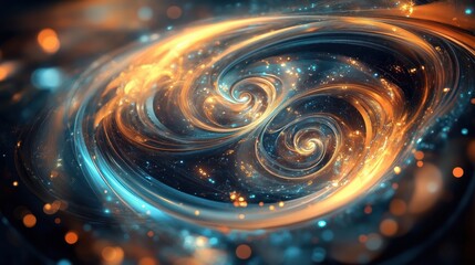 Wall Mural - A colorful, swirling galaxy with a blue and orange swirl in the center. The galaxy is filled with stars and has a bright, energetic feel to it