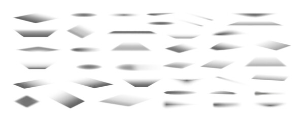 realistic drop shadows from various shapes, different angles and sizes. set of effects in perspectiv