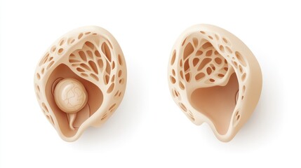 Poster - Abstract anatomical model showcasing intricate structures and a central spherical element.
