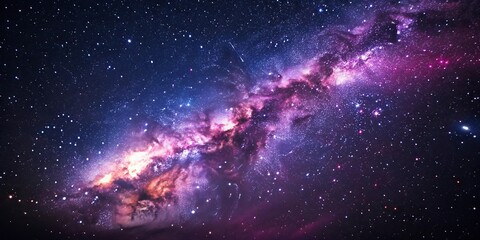 Wall Mural - A distant galaxy with vibrant purple and pink hues, astral, starry, dark sky