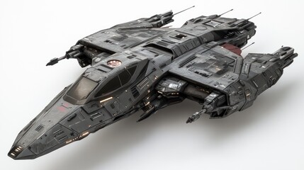 Aufkleber - A detailed model of a futuristic spacecraft with intricate designs and features.