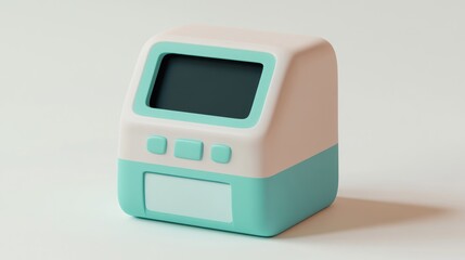 Poster - A retro-style device with a screen and buttons, resembling a small computer or gadget.