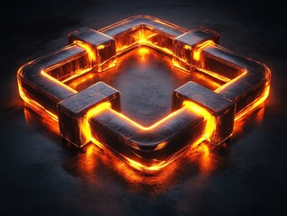 Aufkleber - Glowing square frame of glass pipes on dark background.
