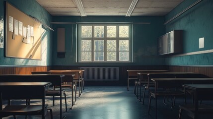 Wall Mural - Empty Classroom With Sunlight