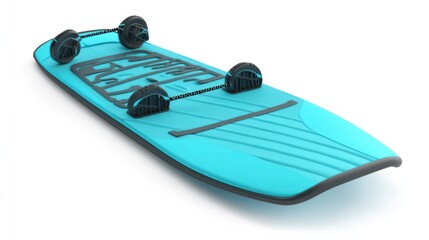 Wall Mural - A turquoise surfboard designed for water sports and recreational activities.