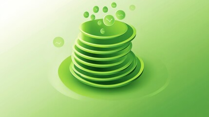 Poster - Abstract design featuring layered green shapes with bubbles, suggesting growth or vitality.