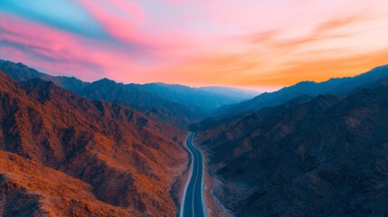 Wall Mural - Serene Mountain Highway at Sunset 