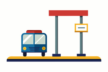 Wall Mural - Road sign pole of the bus stop vector art illustration