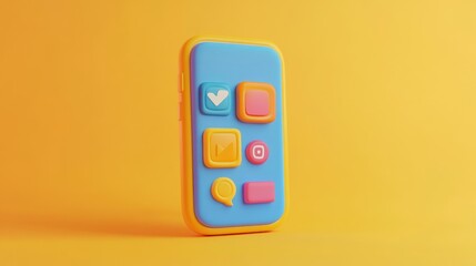 Poster - A colorful toy smartphone with playful app icons against a bright background.