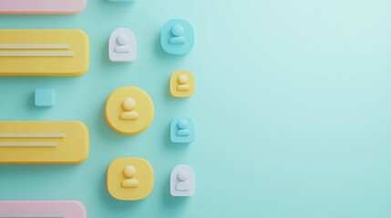 Poster - Colorful user interface elements on a light background, suggesting digital communication.
