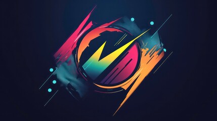 Wall Mural - abstract lightning bolt design in a circle with colorful streaks.