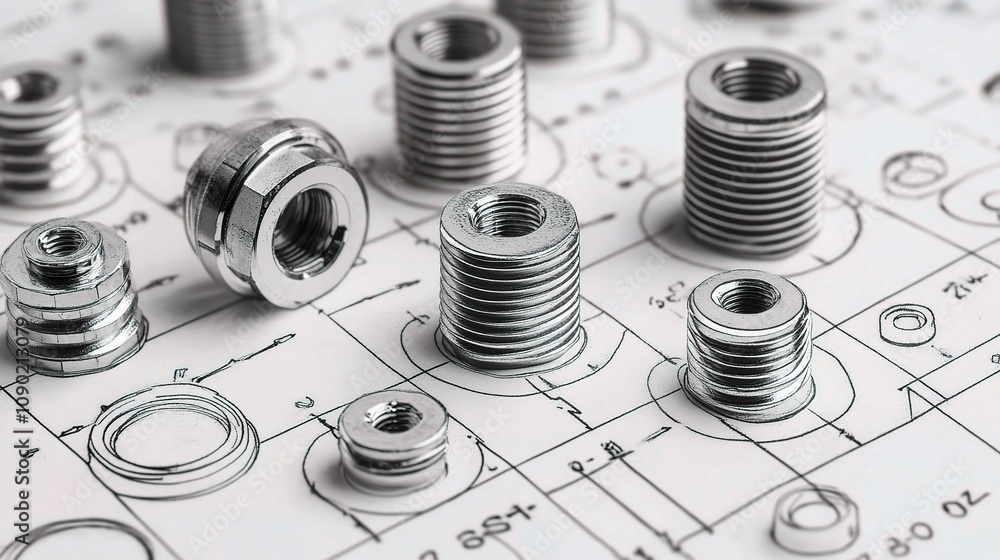 Detailed Close-Up of Mechanical Components Featuring Various Sizes and ...