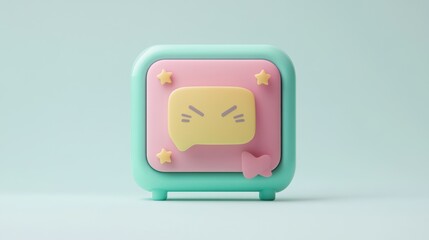 Poster - A colorful, playful box with a speech bubble and stars, suggesting communication or messaging.