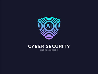 Wall Mural - cyber security intelligence data protection shield with letter ai in shield shape technology analysi