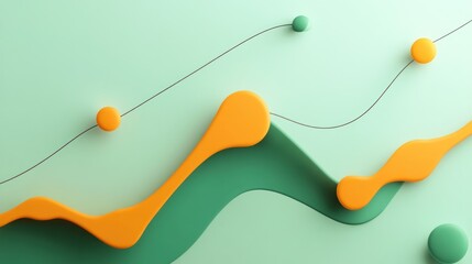 Aufkleber - Abstract design featuring colorful curves and spheres on a soft background.