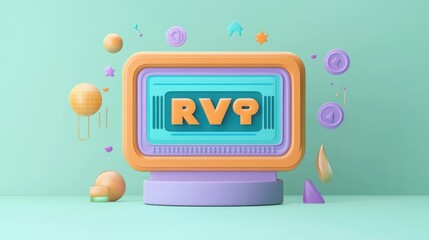 Poster - A colorful 3D graphic featuring a retro-style television with playful shapes surrounding it.
