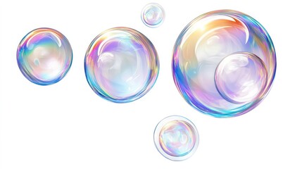 Wall Mural - realistic flying soap bubbles isolated on white or white background