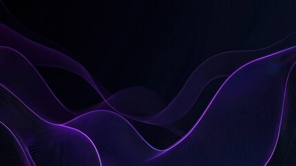 Wall Mural - abstract waves in purple and black, creating a smooth, flowing digital background.