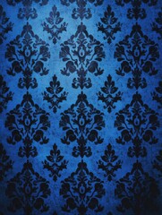 Wall Mural - Blue and Black Floral Wallpaper